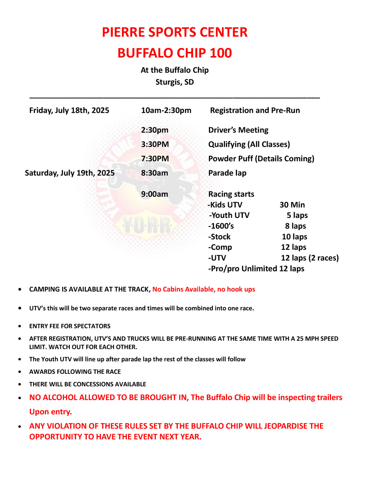 2025 Buffalo Chip 2025 Schedule
